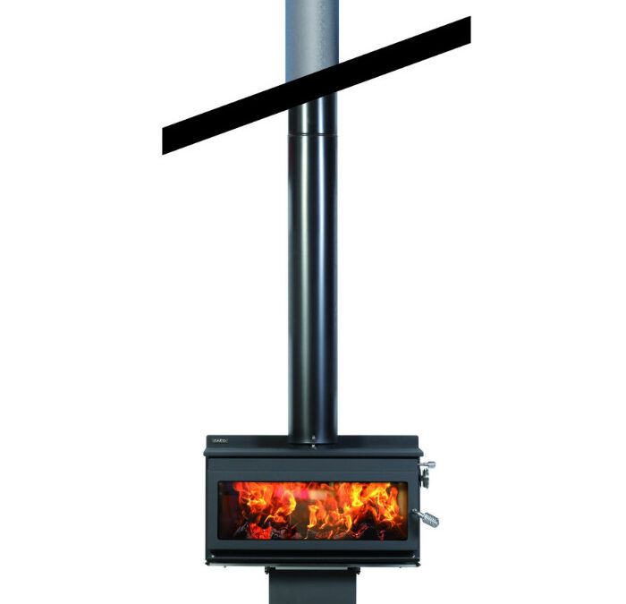Metro 850PP Outdoor Fire w/Pedestal Base & Penetration Flue Kit