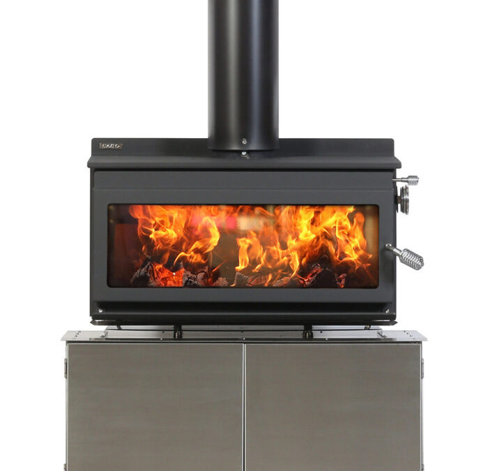 Metro 850T Outdoor Fire w/Trolley Base & Flue Kit