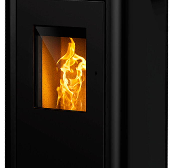 Filo Freestanding Pellet Fire – Aluminium Black