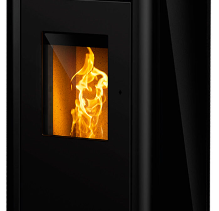 Filo Freestanding Pellet Fire – Glass Black