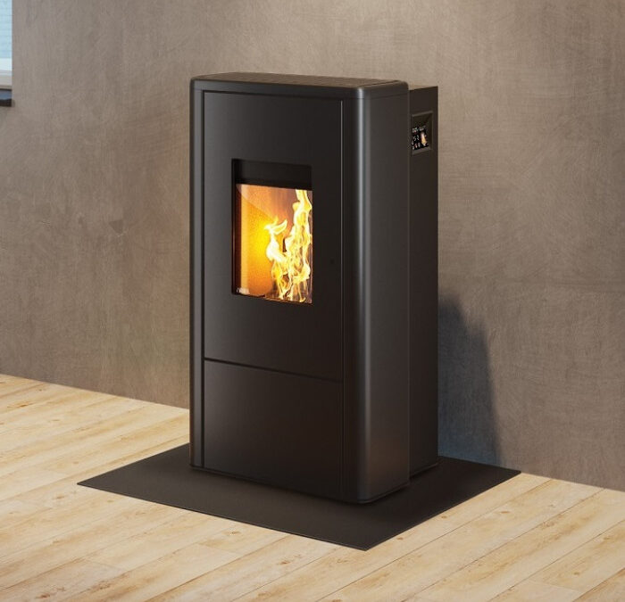 Livo Freestanding Pellet Fire – Aluminium Black